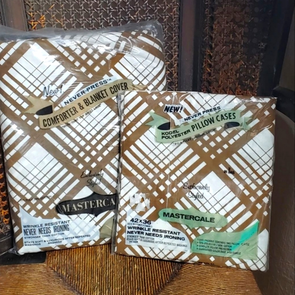 NOS Vintage Mastercale Blanket/Comforter Cover and Pillow Cases